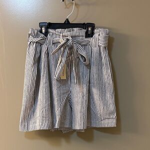 Max Studio Black and White Striped Mini Shorts